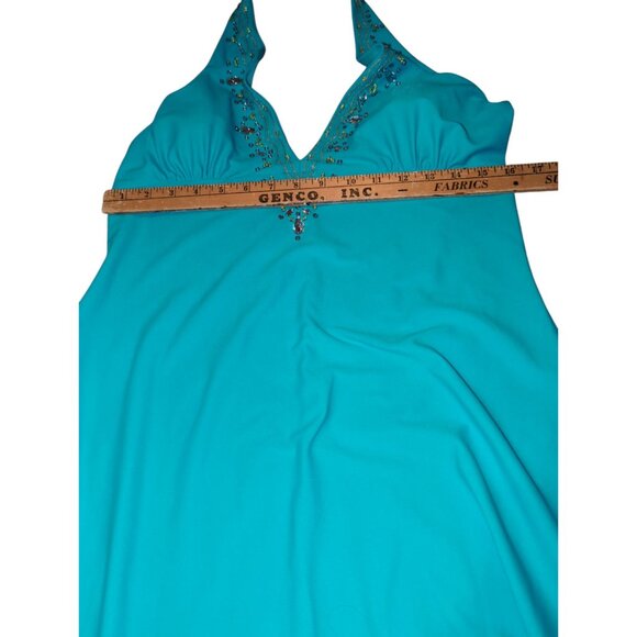 Muse Boston Proper Turquoise Halter Dress Size 12 Prom Wedding NWT-707LP - Picture 12 of 15